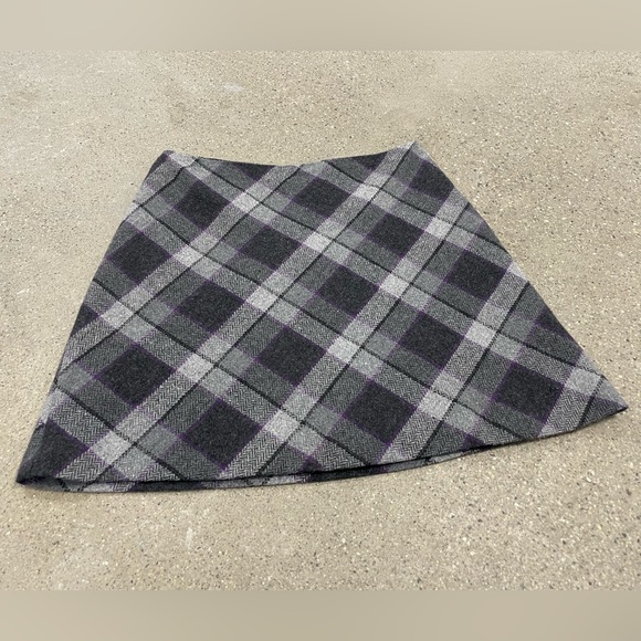 Vintage 35th & 10th Brand wool blend purple/black/gray Plaid Patterned Skirt - Picture 9 of 14